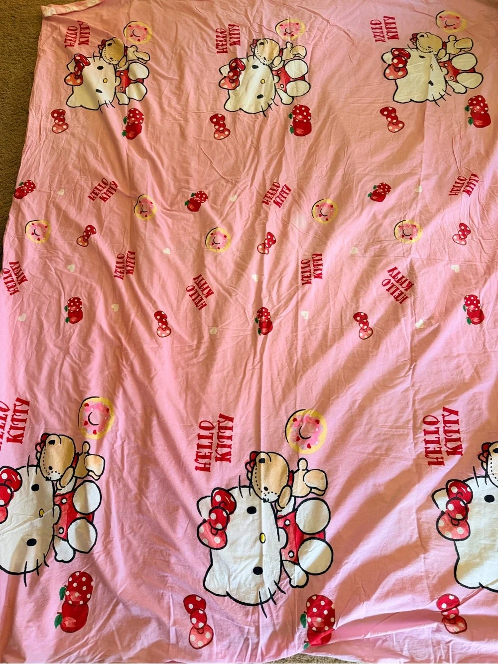 Sanrio Hello Kitty Twin Duvet Cover Reversible Pink Gingham Vintage Y2K Bedding